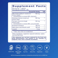 Pure Encapsulations LVR Formula capsules close-up, showcasing an easy-to-swallow supplement form.