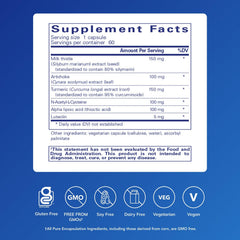 Pure Encapsulations LVR Formula label shows antioxidant blend for liver health