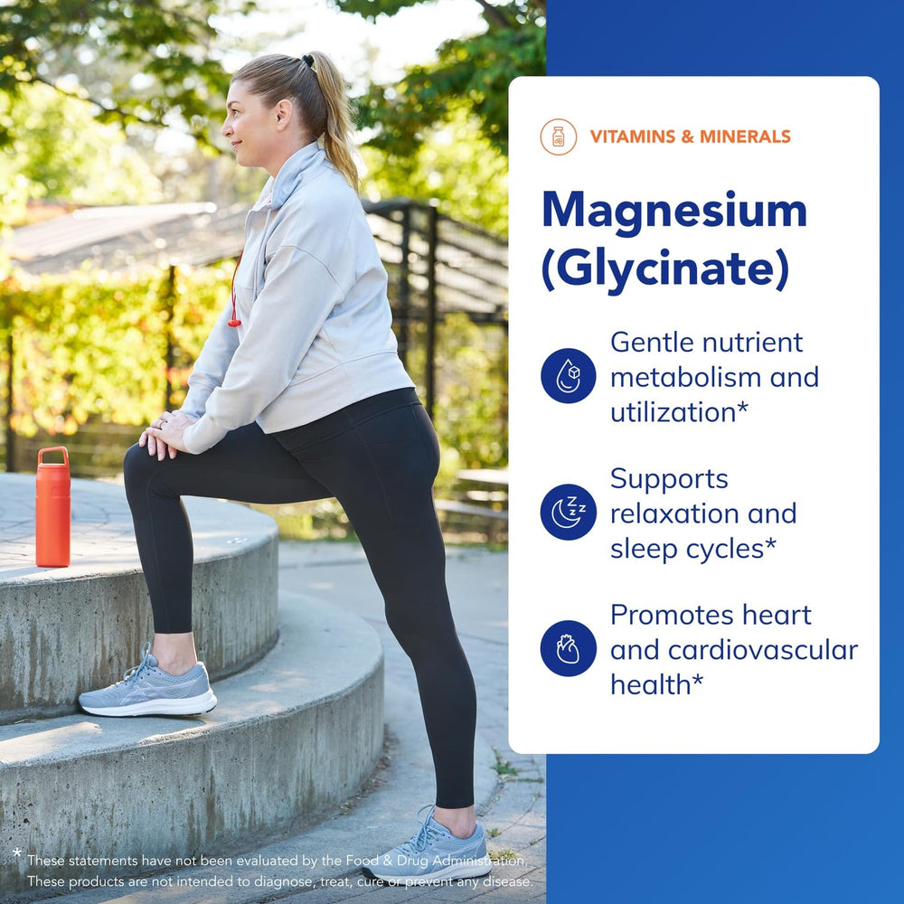 Pure Encapsulations Magnesium Glycinate label detail emphasizes allergen-free, GMO-free purity.