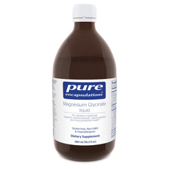 Pure Encapsulations Magnesium Glycinate Liquid bottle supports bone health and heart wellness.