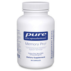 Pure Encapsulations Memory Pro bottle front, signaling potential cognitive support