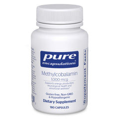 Pure Encapsulations methylcobalamin 1000mcg bottle shows premium B12 for nerve health