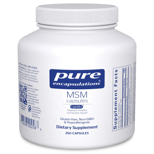 Pure Encapsulations MSM capsules bottle on shelf highlighting joint support potential