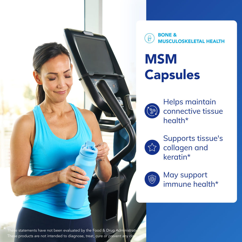 Hands holding Pure Encapsulations MSM bottle for easy daily routine.