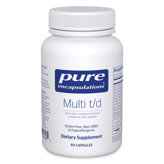 Pure Encapsulations Multi T/D bottle front promotes daily wellness