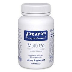 Pure Encapsulations Multi T/D bottle front promotes daily wellness