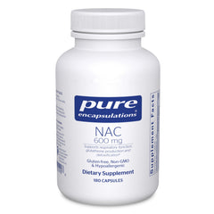 Pure Encapsulations NAC 600 mg bottle with label highlighting lung support