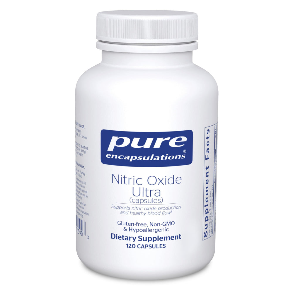 Pure Encapsulations Nitric Oxide Ultra bottle for vascular support and overall blood flow.