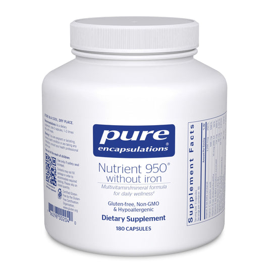 Pure Encapsulations Nutrient 950 without Iron bottle front supports daily nutritional balance
