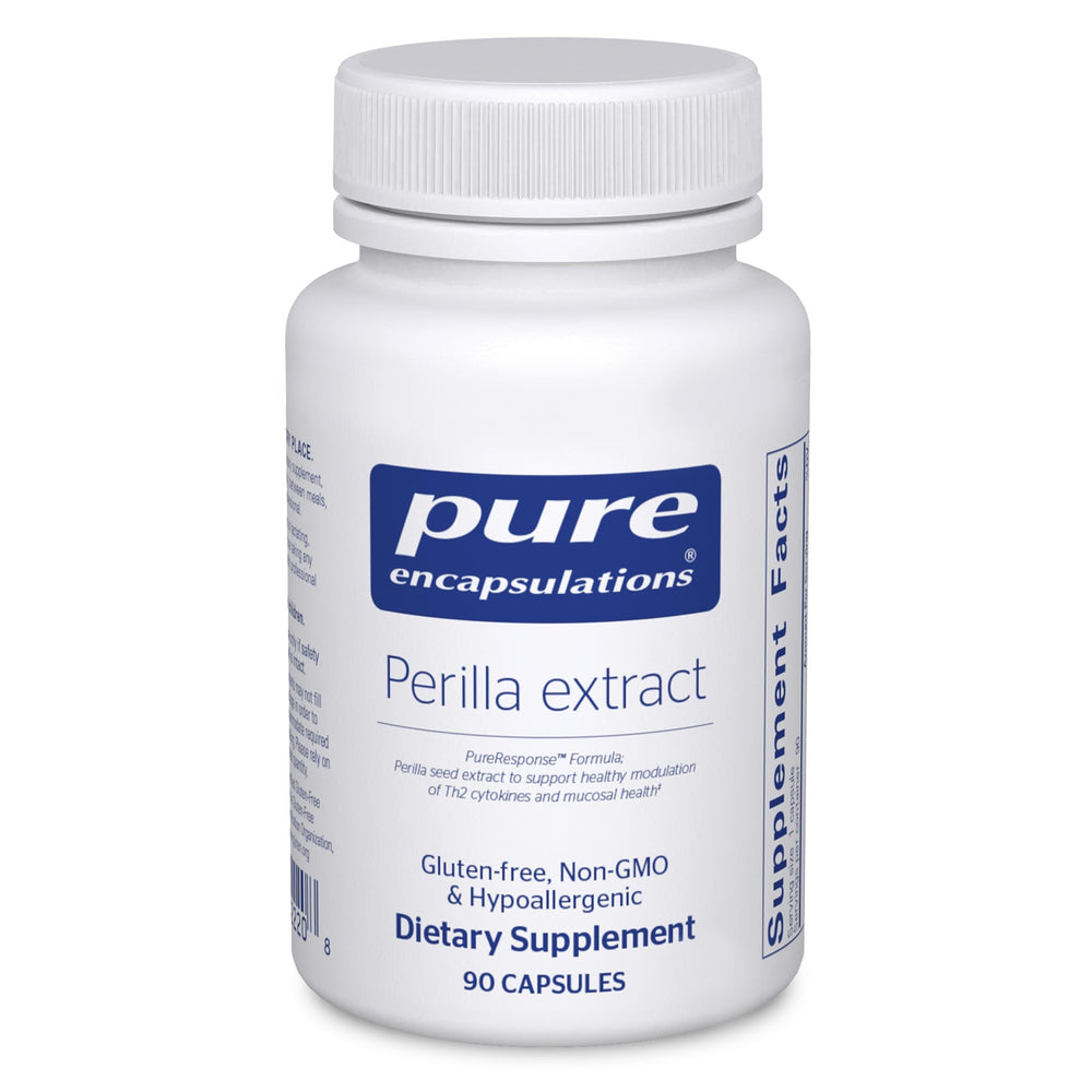 Pure Encapsulations Perilla Extract bottle with capsules for mucosal support.