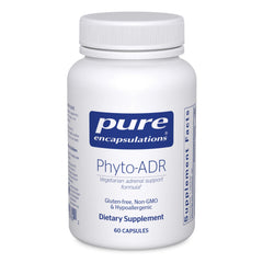 Pure Encapsulations Phyto-ADR bottle with plant-based adrenal support capsules.