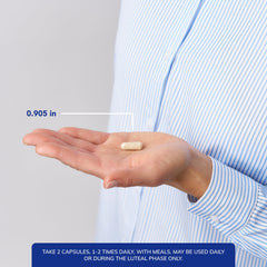 PMS Essentials dosage chart image showing recommended daily intake as part of routine