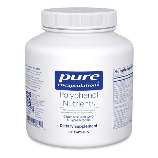 Pure Encapsulations Polyphenol Nutrients bottle showing complete supplement packaging for wellness