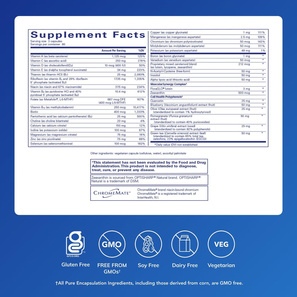 Closeup of Polyphenol Nutrients capsules ready for daily use by Pure Encapsulations