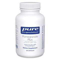 Pure Encapsulations Pomegranate Plus bottle shown for vascular and cellular support.