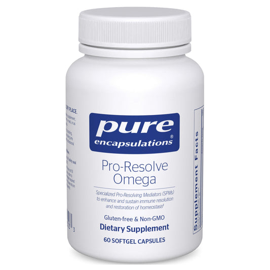 Pure Encapsulations Pro-Resolve Omega bottle front with capsules for daily immune and heart support