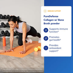 Mushroom blend visible beside bottle signaling immune supportive ingredients in PureDefense.