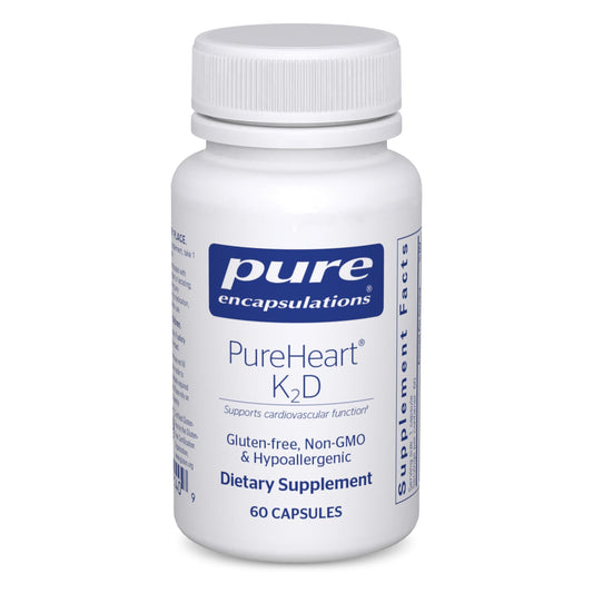 Pure Encapsulations PureHeart K2D bottle front for heart health support.