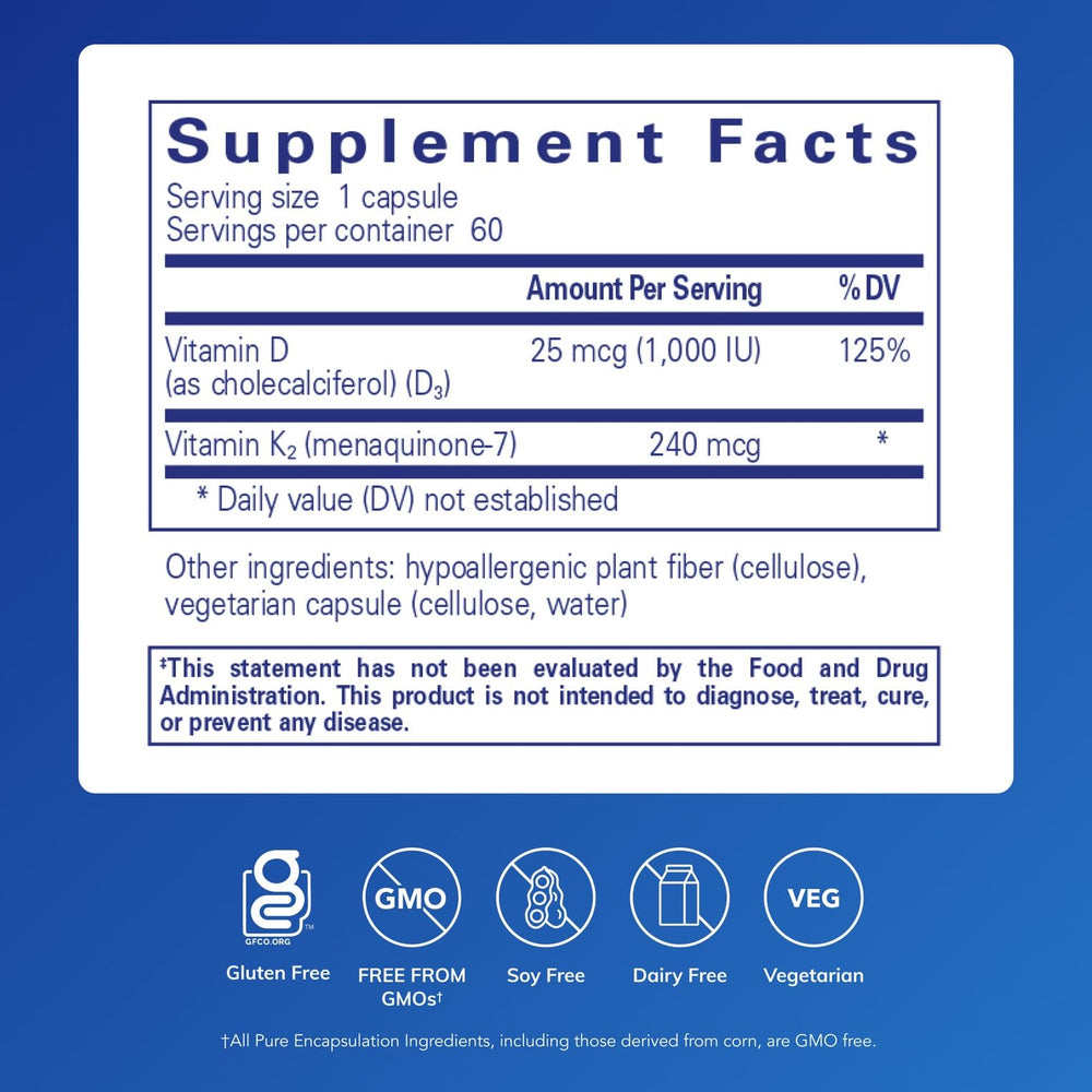 Close-up of PureHeart K2D capsules highlighting vitamin K2 and D3.