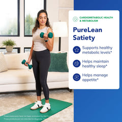 Pure Encapsulations PureLean Satiety label indicating gluten-free and non-GMO formula