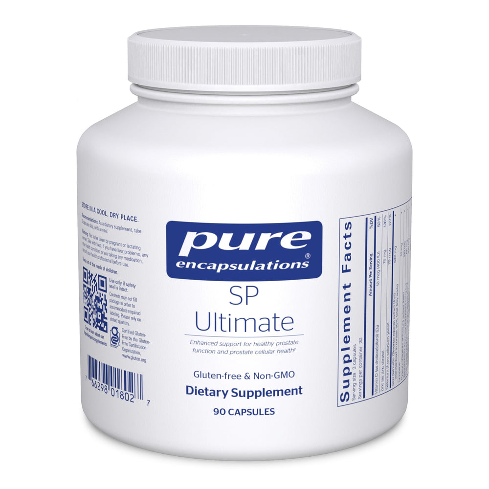 Pure Encapsulations SP Ultimate bottle-front promotes prostate support potential.