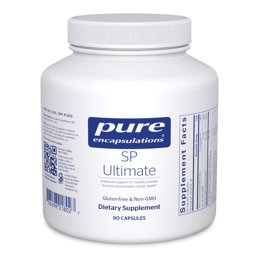 Pure Encapsulations SP Ultimate bottle-front promotes prostate support potential.