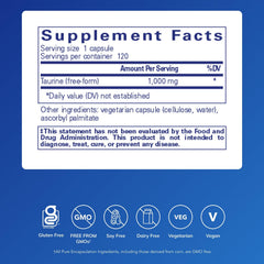 Pure Encapsulations Taurine 1000 mg capsules closeup—potential nervous system support.