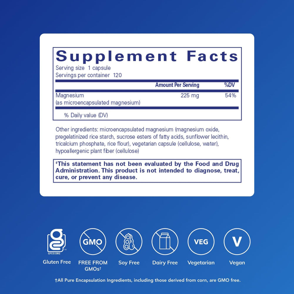 Pure Encapsulations UltraMag label shows vegan and non-GMO credentials.