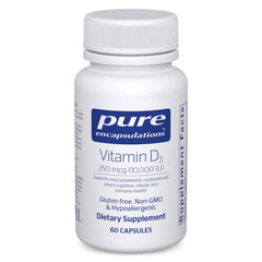 Pure Encapsulations Vitamin D3 bottle with 60 capsules for bone health