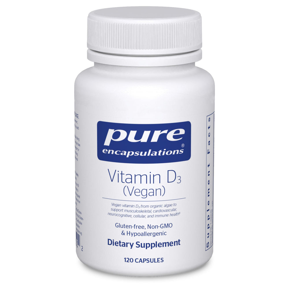Pure Encapsulations Vitamin D3 Vegan bottle for daily wellness and easy dosing