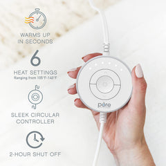 Pure Enrichment PureRadiance circular controller close-up highlights quick heat control.
