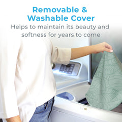 Laurel Leaves design on Pure Enrichment heating pad adds soothing aesthetic to room.