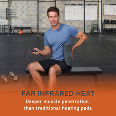 Pure Enrichment PureRelief Pro in-use on back for targeted warmth and relief.