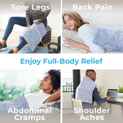Pure Enrichment PureRelief Ultra-Wide LCD controller displayed for easy warmth control.
