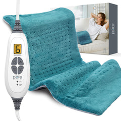 Pure Enrichment PureRelief XL heating pad covers full back and legs for targeted comfort.