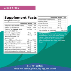 Pure Essence Ionic Fizz Calcium Plus scoop accompanies a mixed berry shake.
