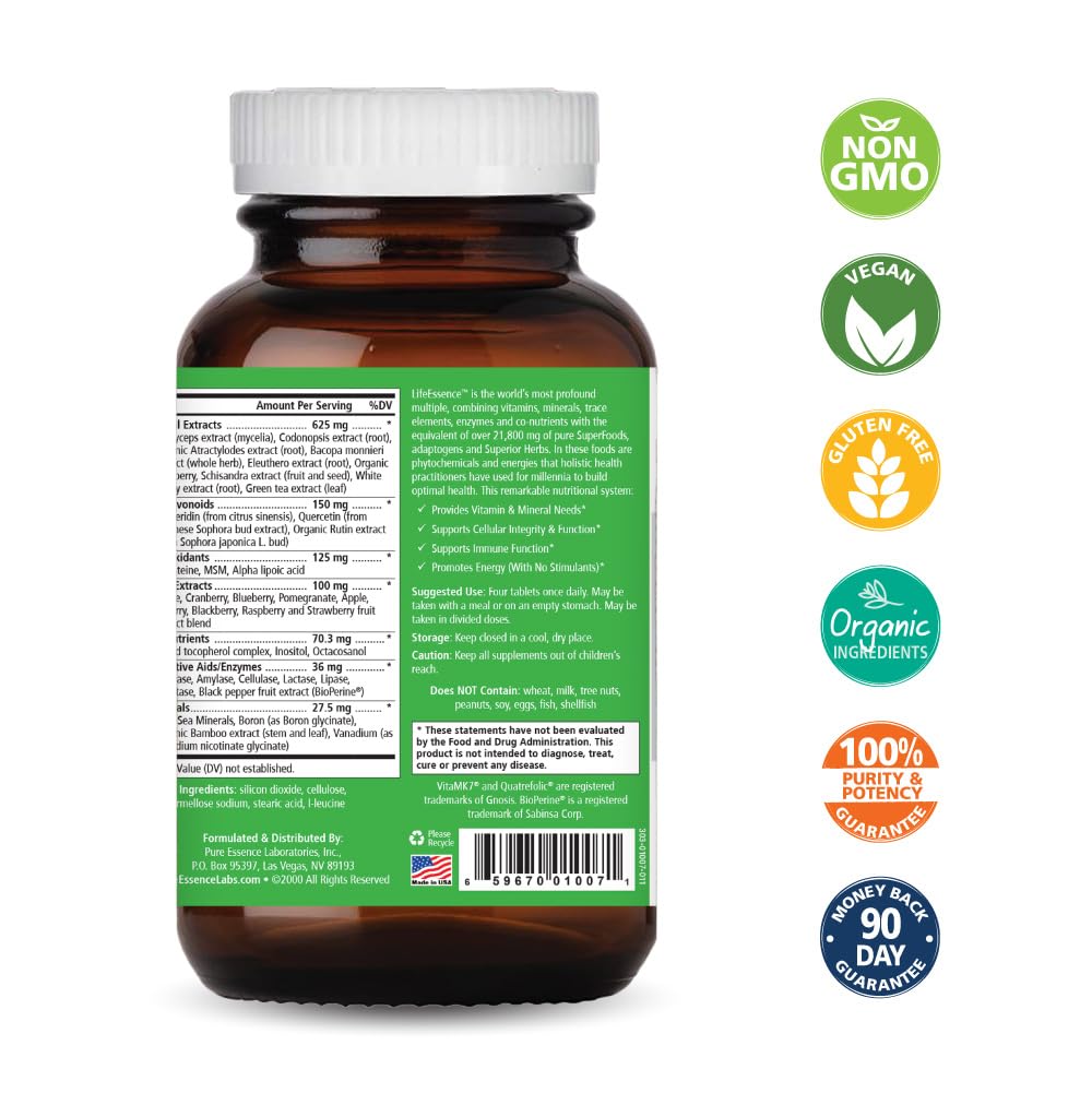 Pure Essence Labs LifeEssence tablets support balanced daily nutrition