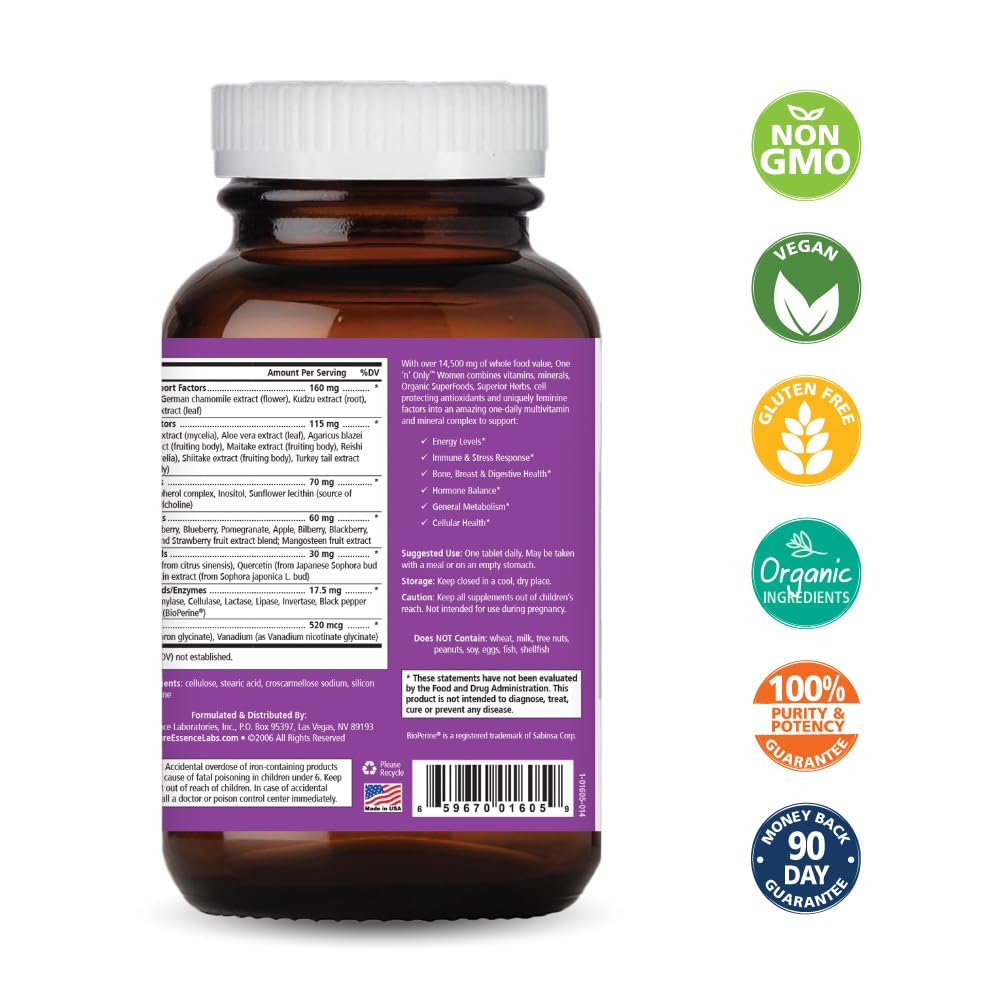 PURE ESSENCE LABS One N Only tablets close-up highlighting D3, B12, biotin