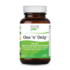 Pure Essence One n Only multivitamin bottle front showing whole-food nutrients for daily energy.