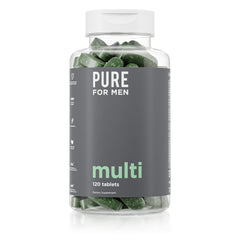 Pure for Men multivitamin bottle front highlighting energy support.