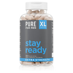 Pure for Men Stay Ready Fiber bottle pour shows easy daily use for digestive support