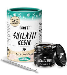 Pure Himalayan Shilajit jar with spoon for daily energy support.