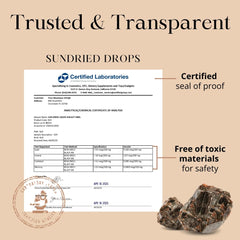Third-party USA lab testing badge on Pure Himalayan Shilajit.