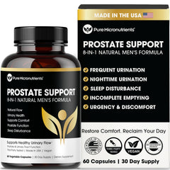 Pure Micronutrients Prostate Health bottle on shelf supports daily urinary comfort