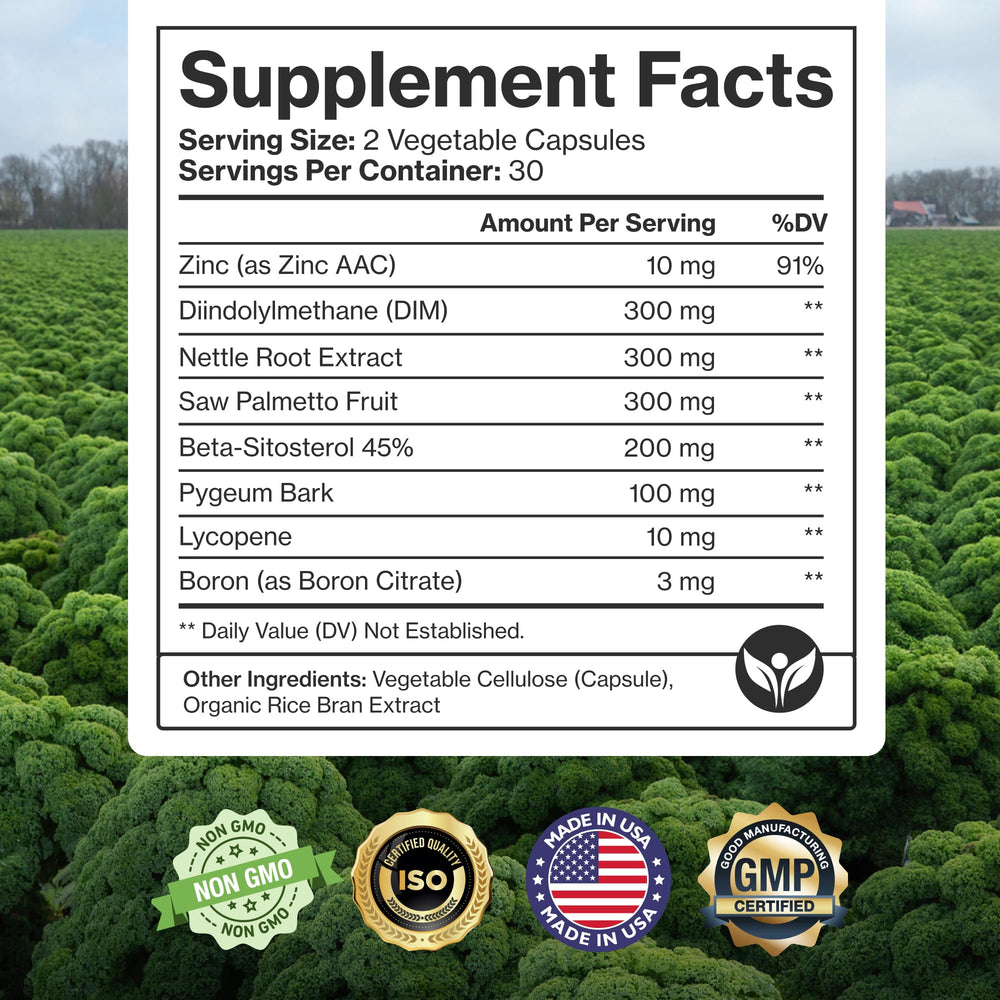 Pure Micronutrients Prostate Health label detail notes kosher and halal friendly formula