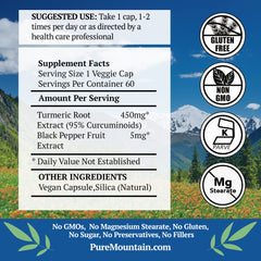 Pure Mountain Botanicals turmeric capsules pour demonstrates easy-to-swallow daily supplement.
