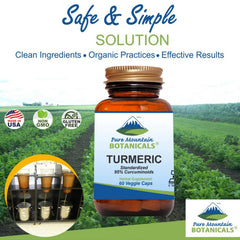 Pure Mountain Botanicals turmeric root close-up highlights natural ingredient quality.