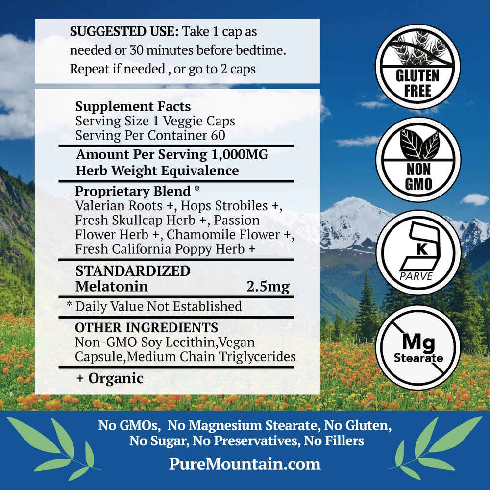 Vegan, kosher sleep capsules designed without fillers for clean nightly rituals.