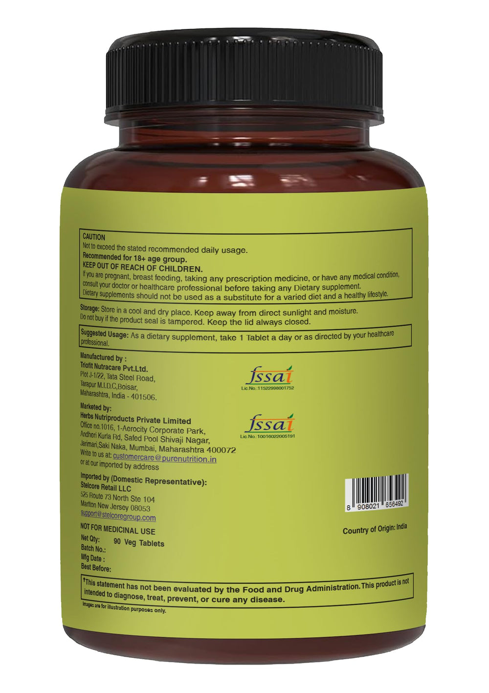 Pure Nutrition Natural Treasures one-a-day bottle cap with tablet for easy regimen.