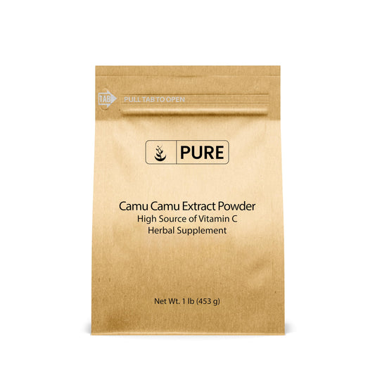 PURE ORIGINAL INGREDIENTS Camu Camu powder bottle shows a pure vitamin C source for smoothies